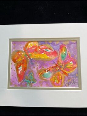 Butterflies “”An Original Watercolor Painting Matted 5"x7" Victoria Heisler Art